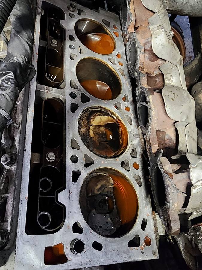 Cylinder head removed from an engine